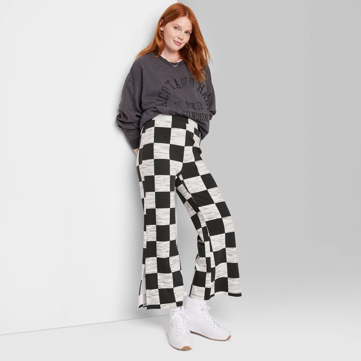 Women's Ascot + Hart Checkered Graphic Wide Leg Pants | Target