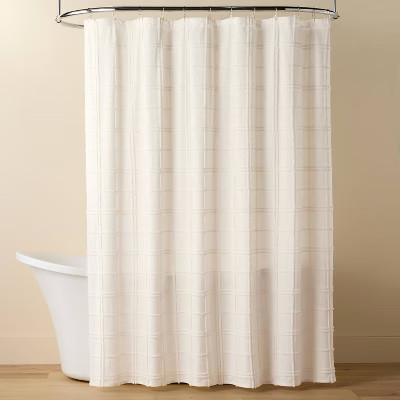 Tufted Grid Shower Curtain Cream - Hearth & Hand™ with Magnolia | Target
