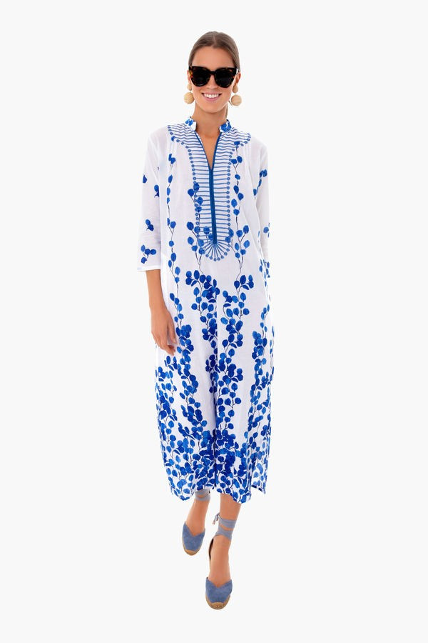 Exclusive Leaf Blue Clorinda Long Kaftan | Tuckernuck (US)