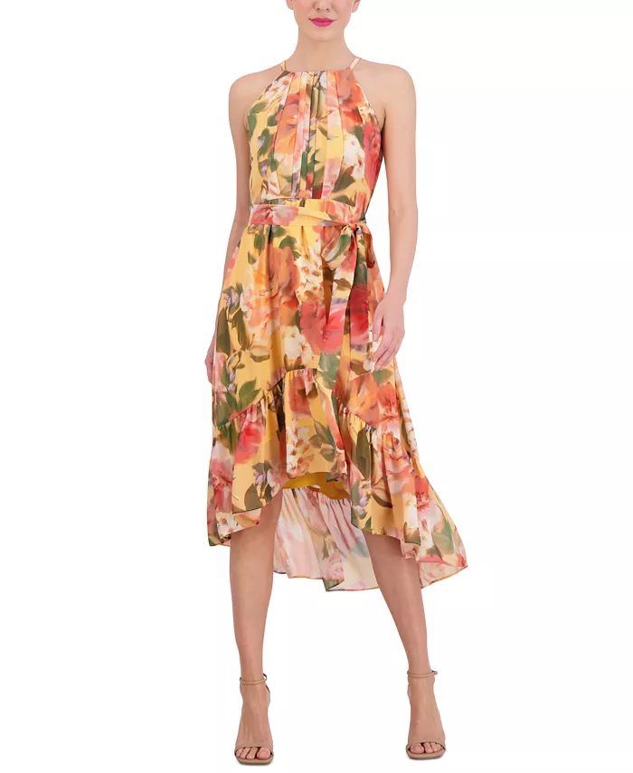 Vince Camuto Women's Floral-Print Halter Midi Dress - Macy's | Macy's