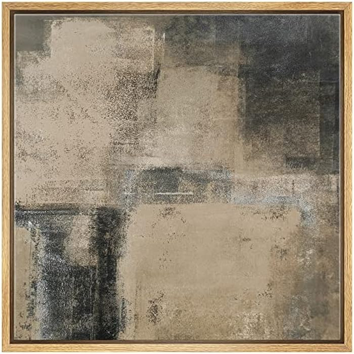 SIGNWIN Framed Canvas Print Wall Art Faded Textured Brown & Black Color Blocks Abstract Shapes Il... | Amazon (US)