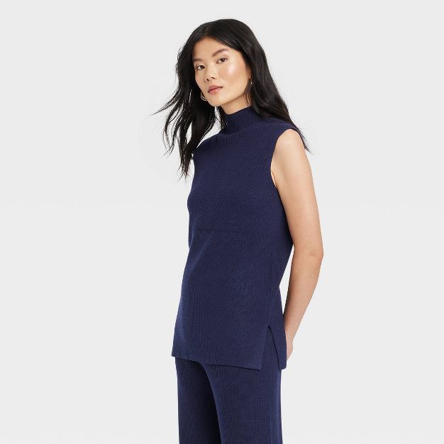 Women's Mock Turtleneck Ribbed Sweater Vest - A New Day™ | Target