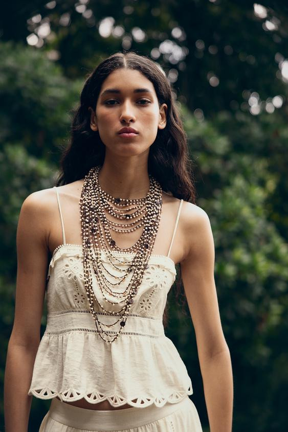 CUTWORK EMBROIDERY CROP TOP | Zara US