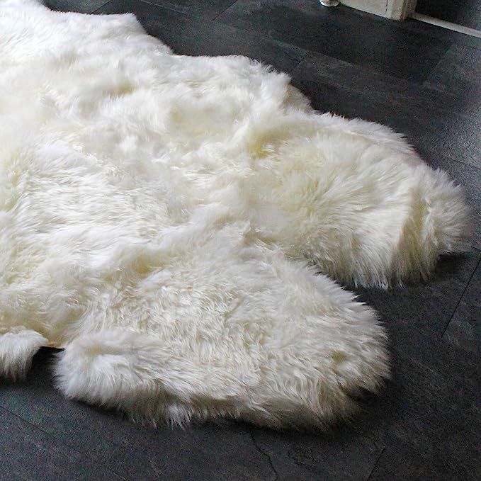 Outlavish Sheepskin Rug Genuine Soft Natural Merino (3.6' x 6', White/Ivory) | Amazon (US)