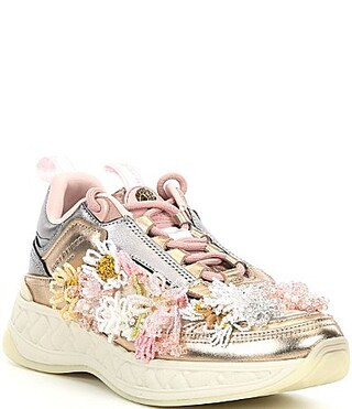 Kurt Geiger London Kensington Beaded Flower Leather Sneakers - 40.5(9.5) | Dillard's