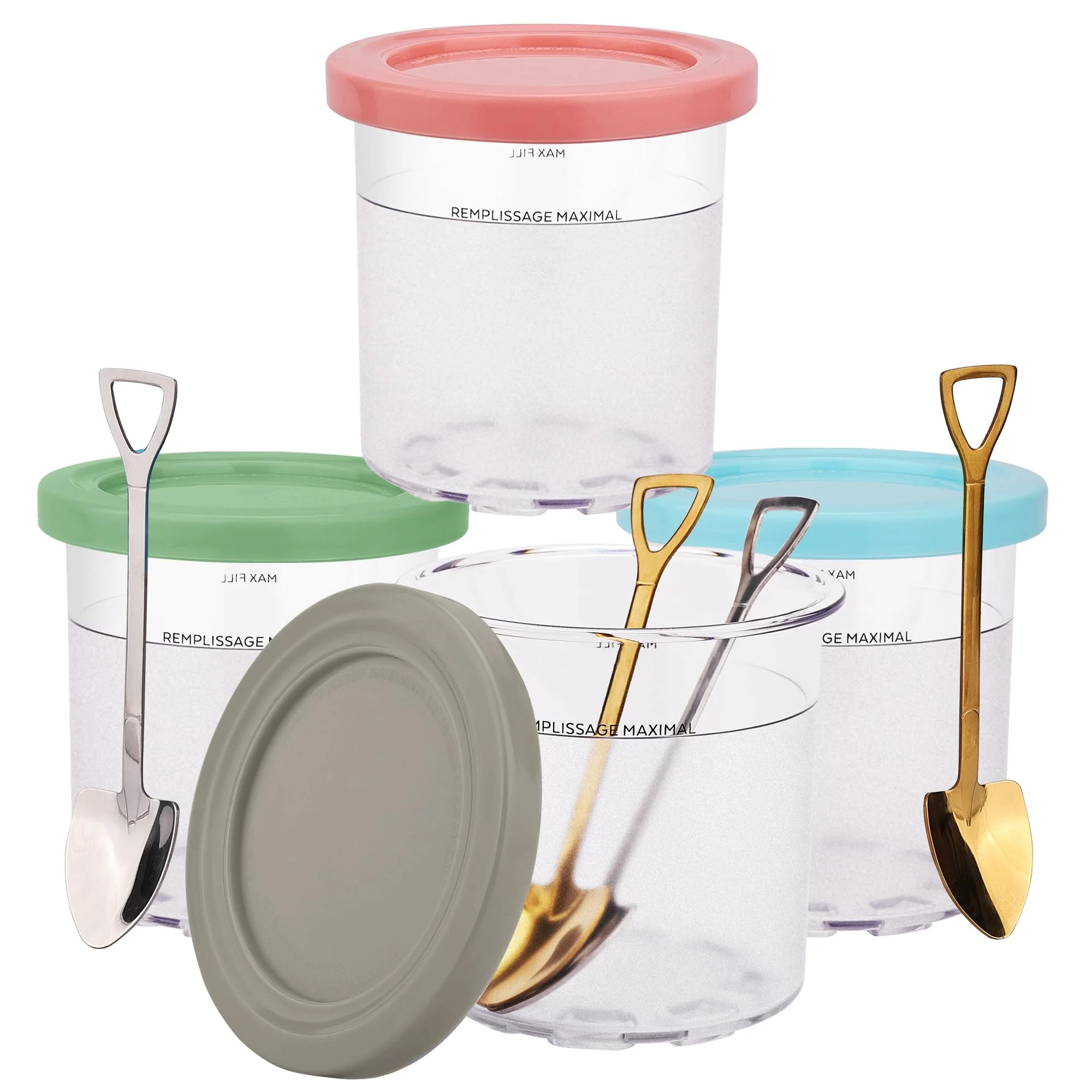 4 Pack Ice Cream Pint Containers Replacement for Ninja Creami Pints and Lids, Compatible with NC3... | Walmart (US)