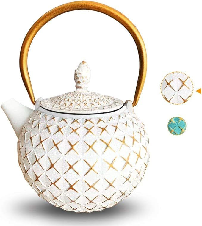IAXSEE Cast Iron Teapot,Japanese Tea Kettle with Stainless Steel Infuser, Elegant Design Teapot C... | Amazon (US)