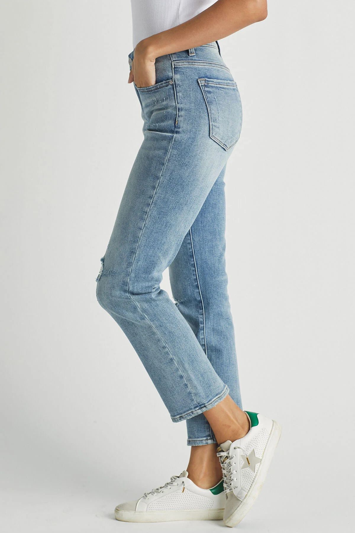 Risen Mid-Rise Slim Straight Jeans | Social Threads