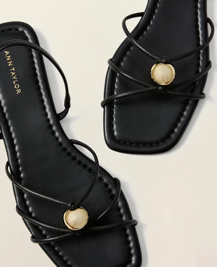 Leather Hardware Embellished Sandal | Ann Taylor