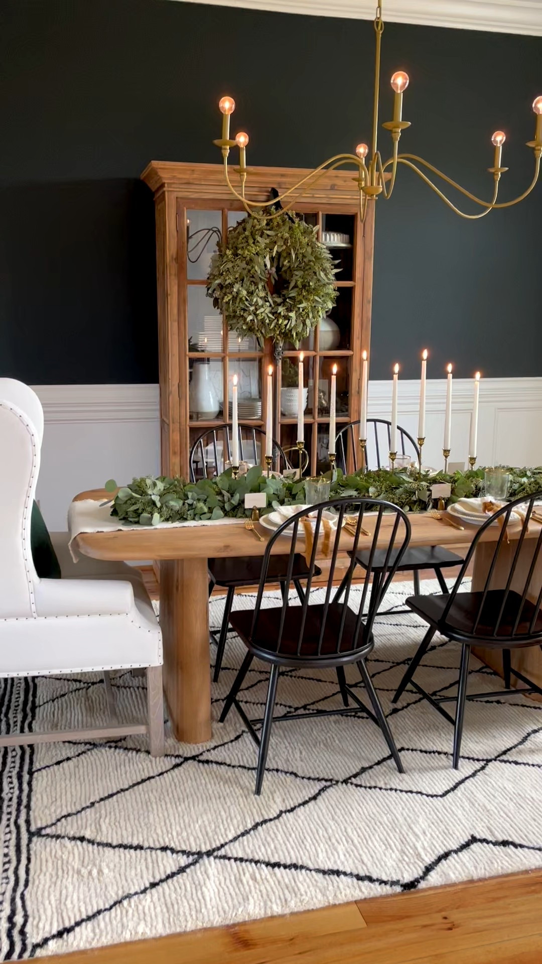 A Christmas tablescape with a eucalyptus garland centerpiece...

#LTKSeasonal #LTKHoliday #LTKHome