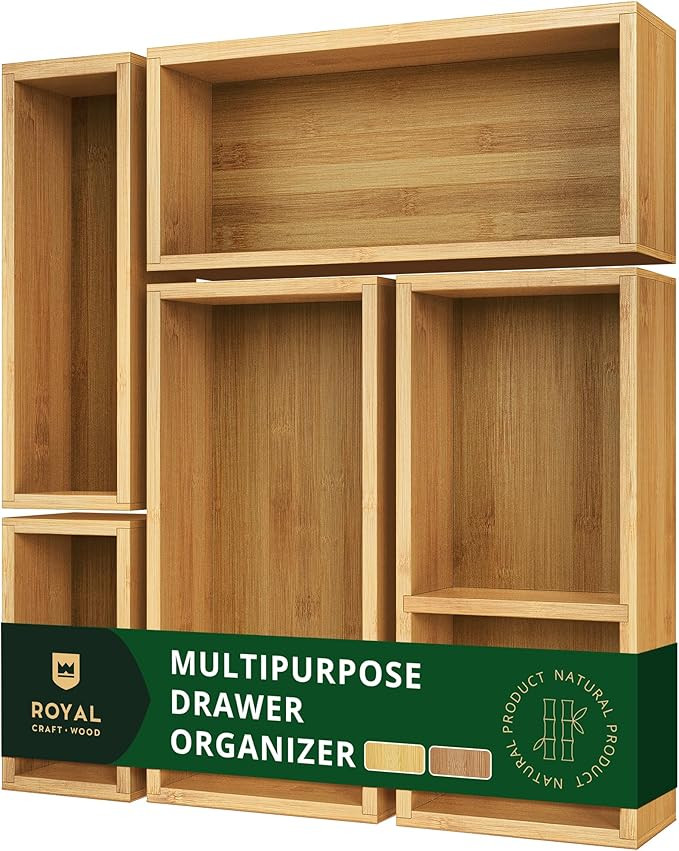 ROYAL CRAFT WOOD Premium Carbonized Bamboo Decorative Boxes - Drawer Organizer Set (5-Piece) – ... | Amazon (US)
