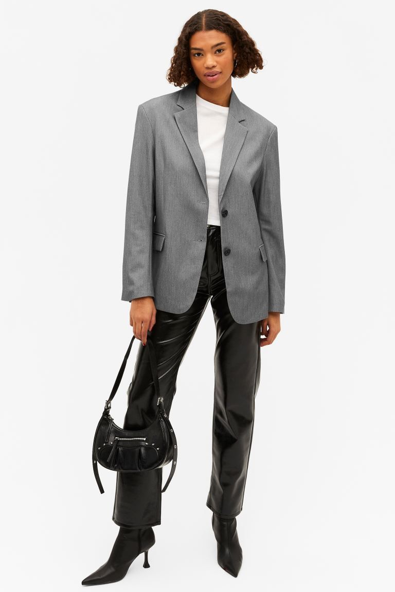 Einreihiger Blazer in Oversized-Passform - Grau - Ladies | H&M AT | H&M (DE, AT, CH, NL, FI)