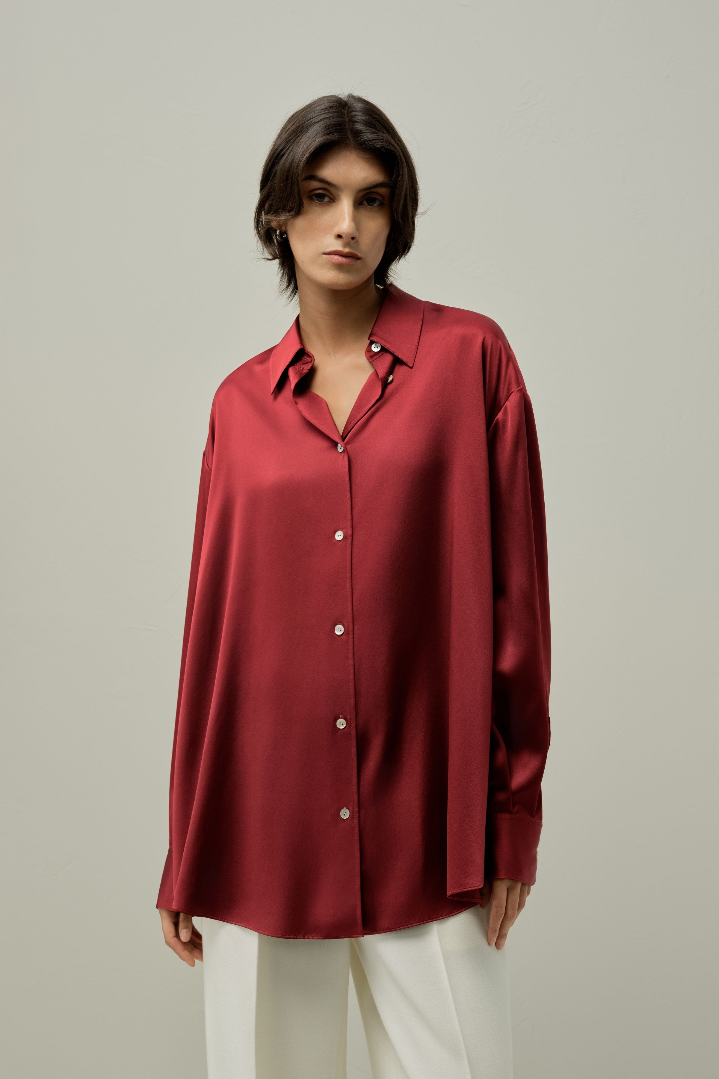Scarlet Oversize Silk Shirt | LILYSILK