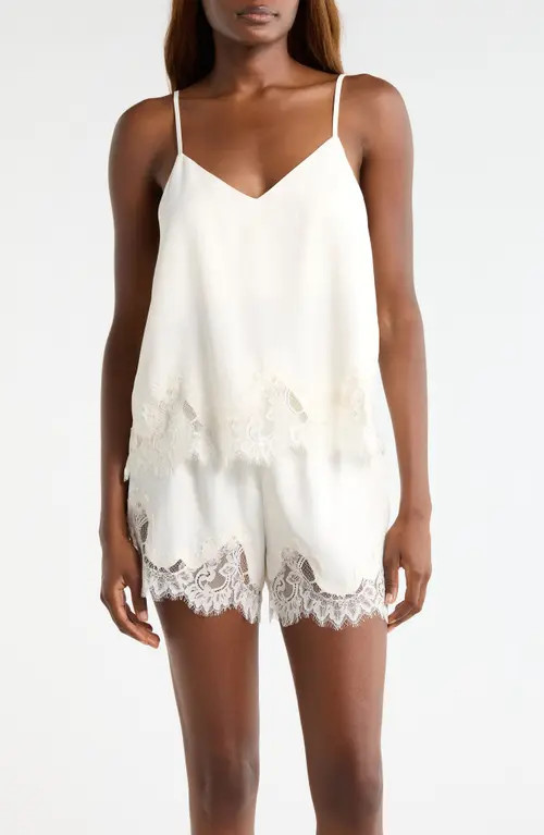 Nordstrom Midnight Lace Trim Camisole & Shorts in Ivory Egret at Nordstrom, Size Large | Nordstrom
