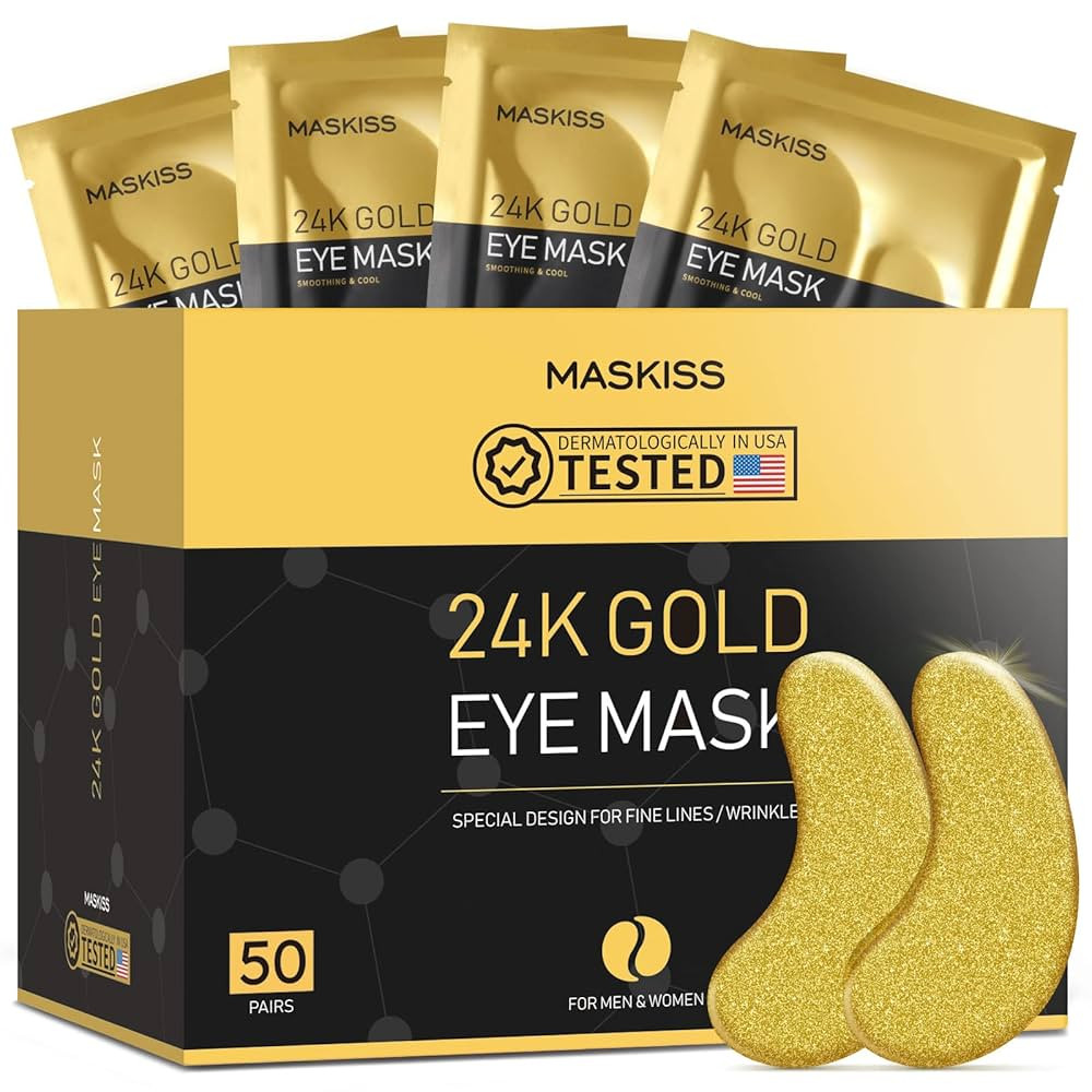 24k Gold Under Eye Patches (50 Pairs), eye mask, Collagen Skin Care Products, Eye Patches for Puf... | Amazon (US)