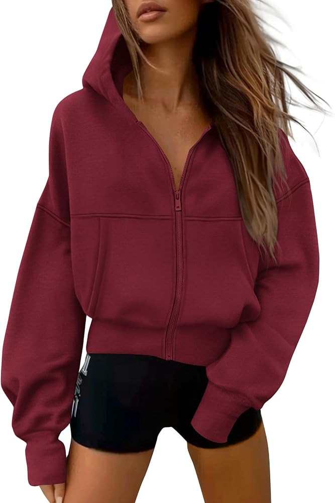 PRETTYGARDEN Women's Zip Up Y2K Hoodies 2026 Fall Fashion Long Sleeve Hooded Fleece Sweatshirts C... | Amazon (US)