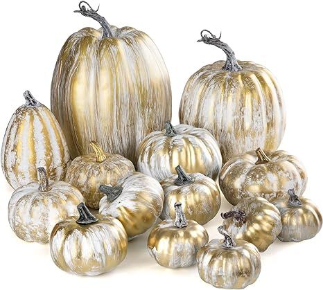 Amazon.com: Joyhalo Pumpkin Decor- 14 Pack Pumpkins for Decorating, Pumpkin Decorations, Foam/Pla... | Amazon (US)