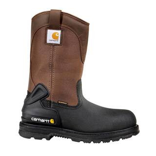 Men's Core Waterproof Wellington Work Boots - Steel Toe - Brown Size 9.5(M) | The Home Depot
