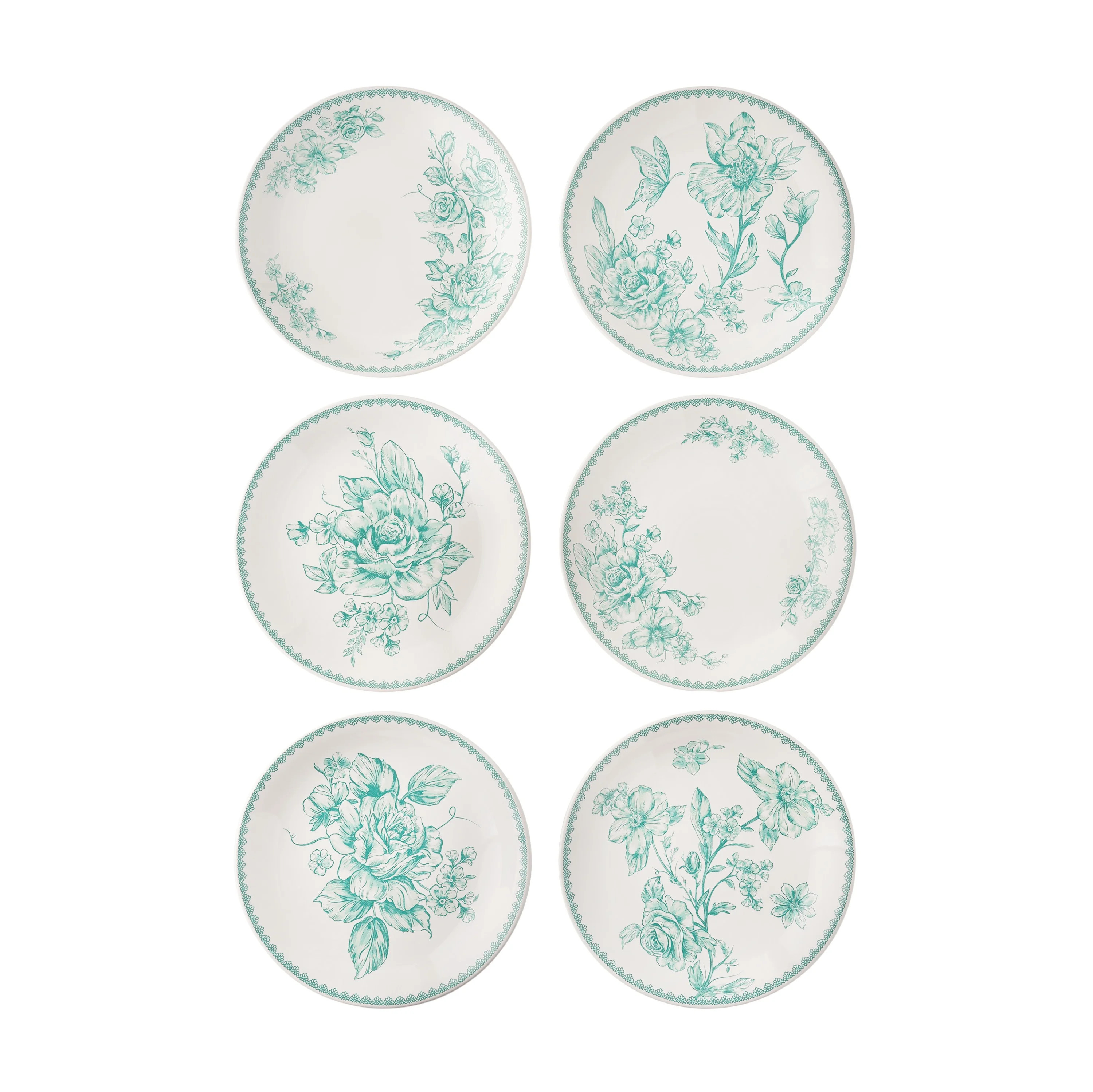 The Pioneer Woman Agatha Stoneware Appetizer Plate, Green, Set of 6 | Walmart (US)