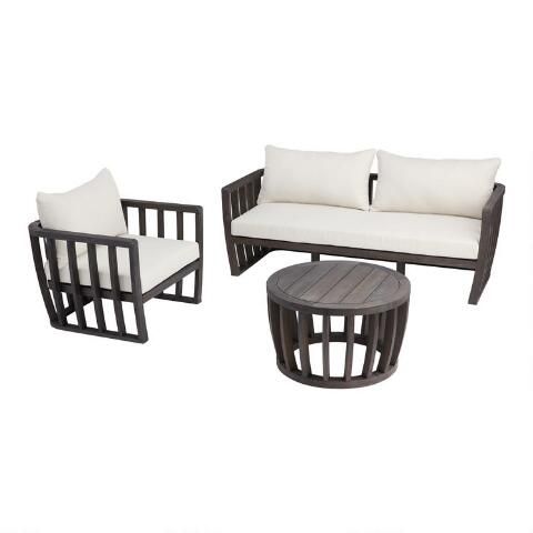 Dark Gray Barrel Wood Byron Outdoor Furniture Collection | World Market