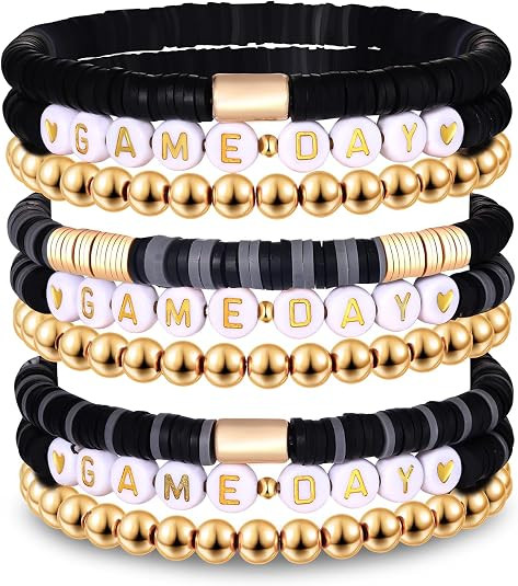 NLCAC 9 Pack Game Day Bracelets Stackable Heishi Beaded Stretchy Bracelet Preppy Jewelry Baseball... | Amazon (US)