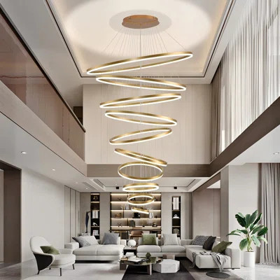 Modern Led Rings Chandelier Dimmable High Ceiling Chandelier Foyer Chandelier | Wayfair North America