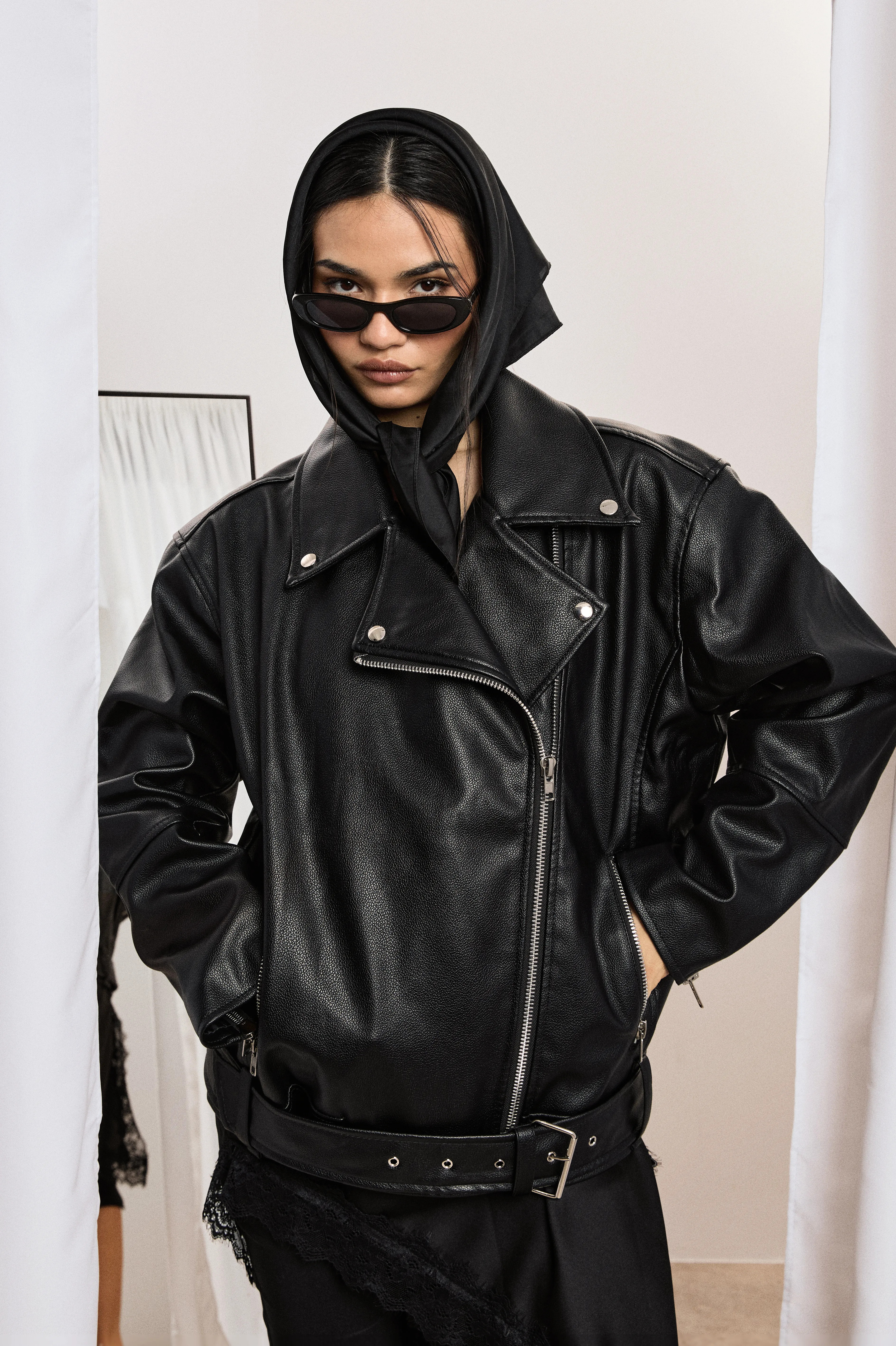 Super Oversized Belted Biker Jacket | boohoo (US & Canada)