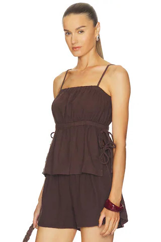 Side Tie Cami Top in Umber | Revolve Clothing (Global)
