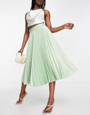 Closet London pleated midi skirt in sage | ASOS (Global)