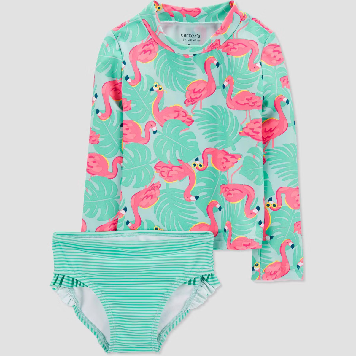 Carter's Just One You®️ Toddler Girls' Long Sleeve Flamingo Printed Rash Guard Set - Blue/Pink | Target