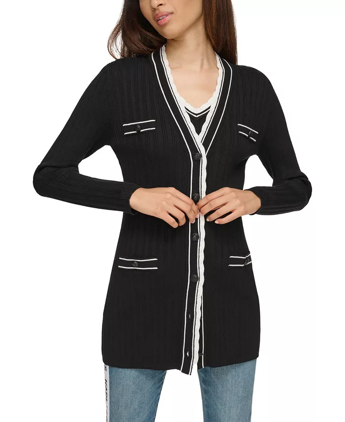 Women's Lace-Trim Cardigan Sweater | Macy's