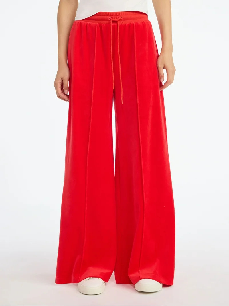 Scoop Women’s Velour Wide Leg Pants, Sizes XS-XXL | Walmart (US)