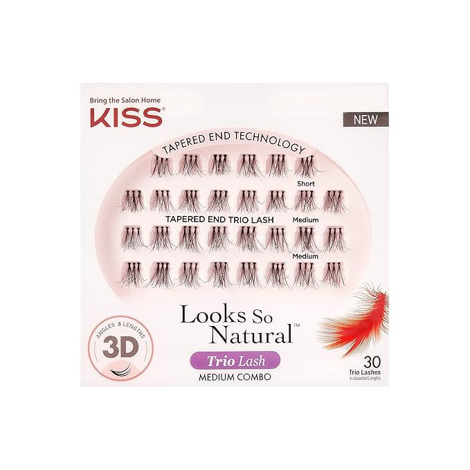 KISS Looks So Natural Trio Lash Medium Combo Pack, False Eyelashes with Tapered End Technology, 3... | Amazon (US)