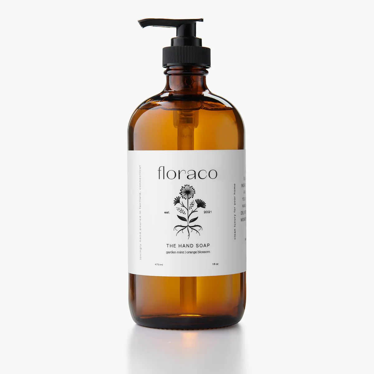 Magnolia Mint Hand Soap: Wild Mint, Orange Blossom, Eucalyptus, Lemon, Mint + Tomato Leaf Scented | Floraco