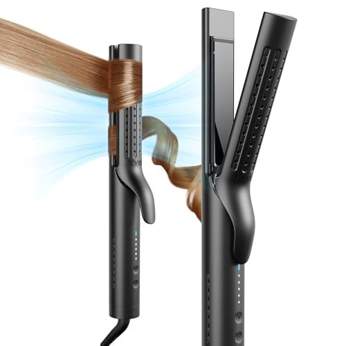 TYMO Airflow 2.0 Curling Iron Flat Iron - Hair Straightener and Curler 2 in 1, 1.25 Inch Curling Wand for Long Short Hair, Dual Voltage for Travel, 54 Million Ionic, Anti-Tangle, 5 Temps, Black | Amazon (US)