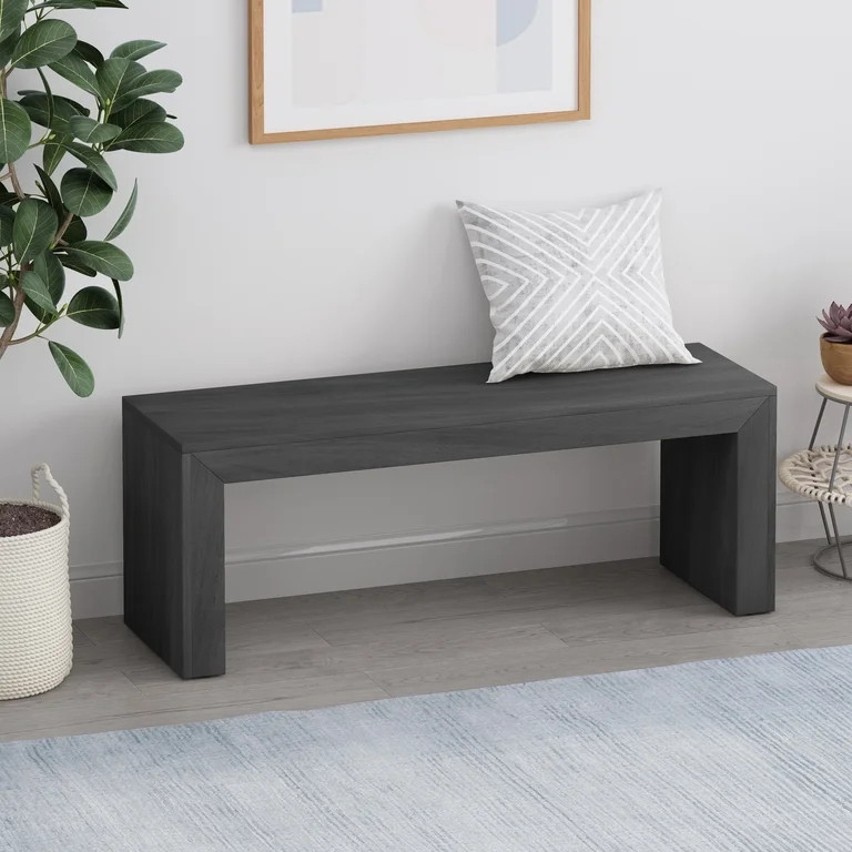 Noble House Maiya Farmhouse Acacia Wood Dining Bench, Black | Walmart (US)