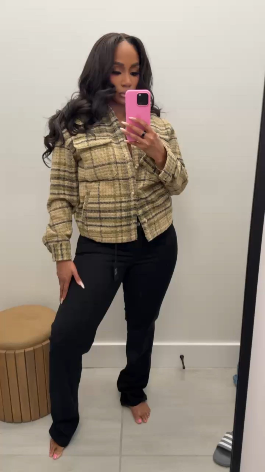 Plaid boucle shirt jacket paired with curve love black denim! Casual outfit inspo! 

#LTKootd #LTKMidsize #LTKFindsUnder100