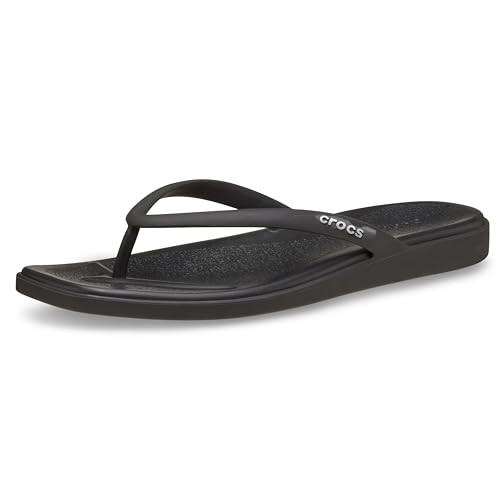 Crocs Womens Miami Flip Flops Black 9 Medium | Amazon (US)