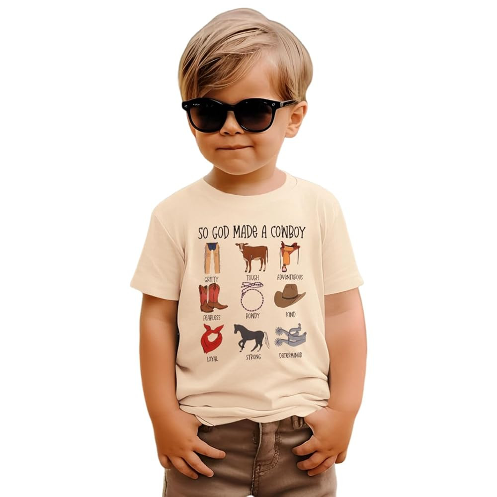 KEKEMI Toddler Boy Girl Cowboy Shirts So God Made A Cowboy Bible Verse Religious Tshirt Christian... | Amazon (US)