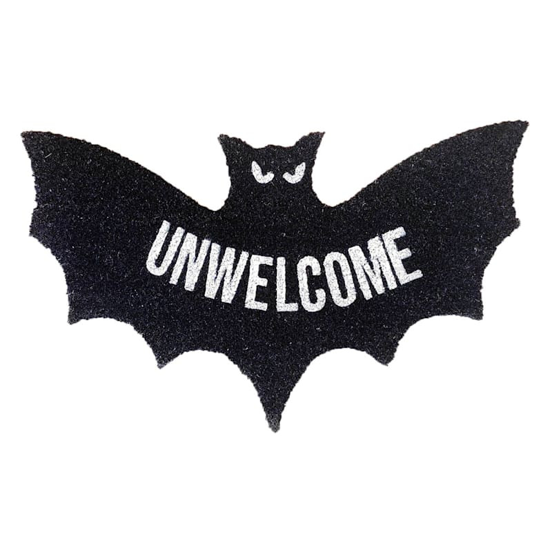 Spellbound Unwelcome Bat Shaped Coir Mat, 18x30 | At Home