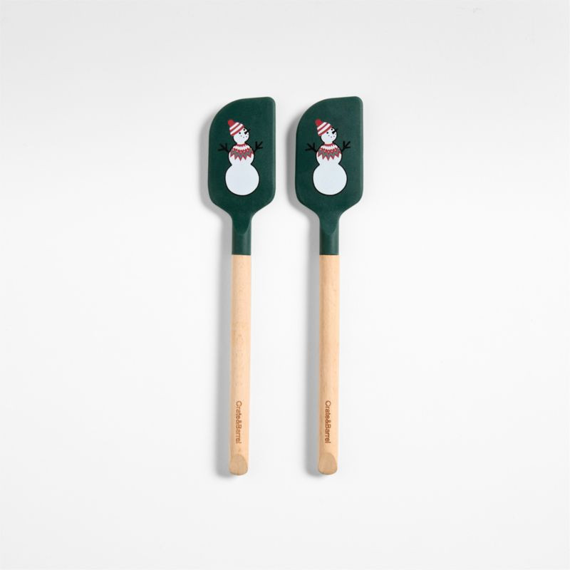 Joan Anderson Arctic Friends Green Silicone and Wood Mini Spatula, Set of 2 + Reviews | Crate & B... | Crate & Barrel