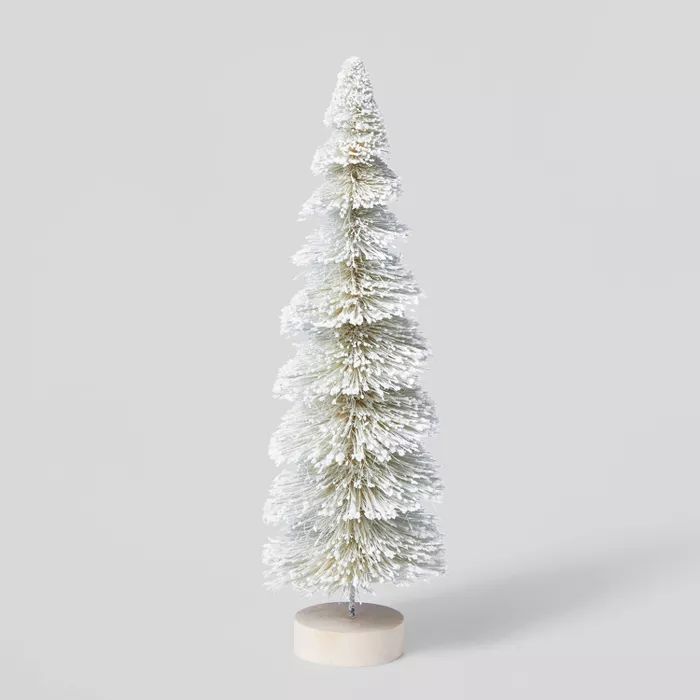 Tall Glitter Bottle Brush Tree Decorative Figurine White - Wondershop&#8482; | Target