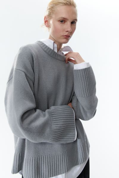 Oversized Cashmere-blend Sweater - Gray - Ladies | H&M US | H&M (US + CA)