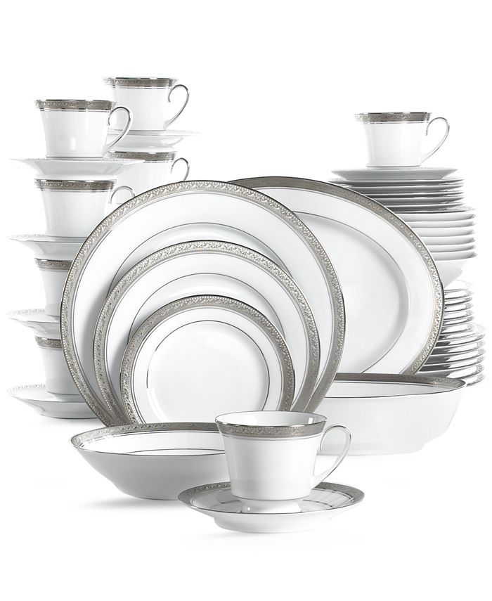 Noritake Crestwood Platinum 50-Pc. Set, Service for 8 & Reviews - Fine China - Macy's | Macys (US)