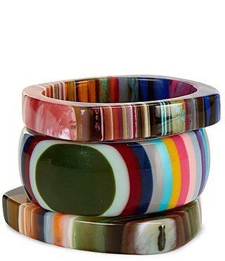 Natasha Accessories Resin Stripe Bangle Bracelet Set - Multi | Dillard's