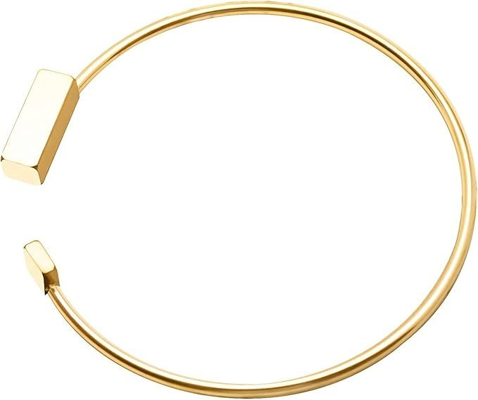 FLUIDABLE Freda Bracelet, 18K Gold Plated Tube Bangle Bracelet For Women And Ladies, Torque Round... | Amazon (UK)