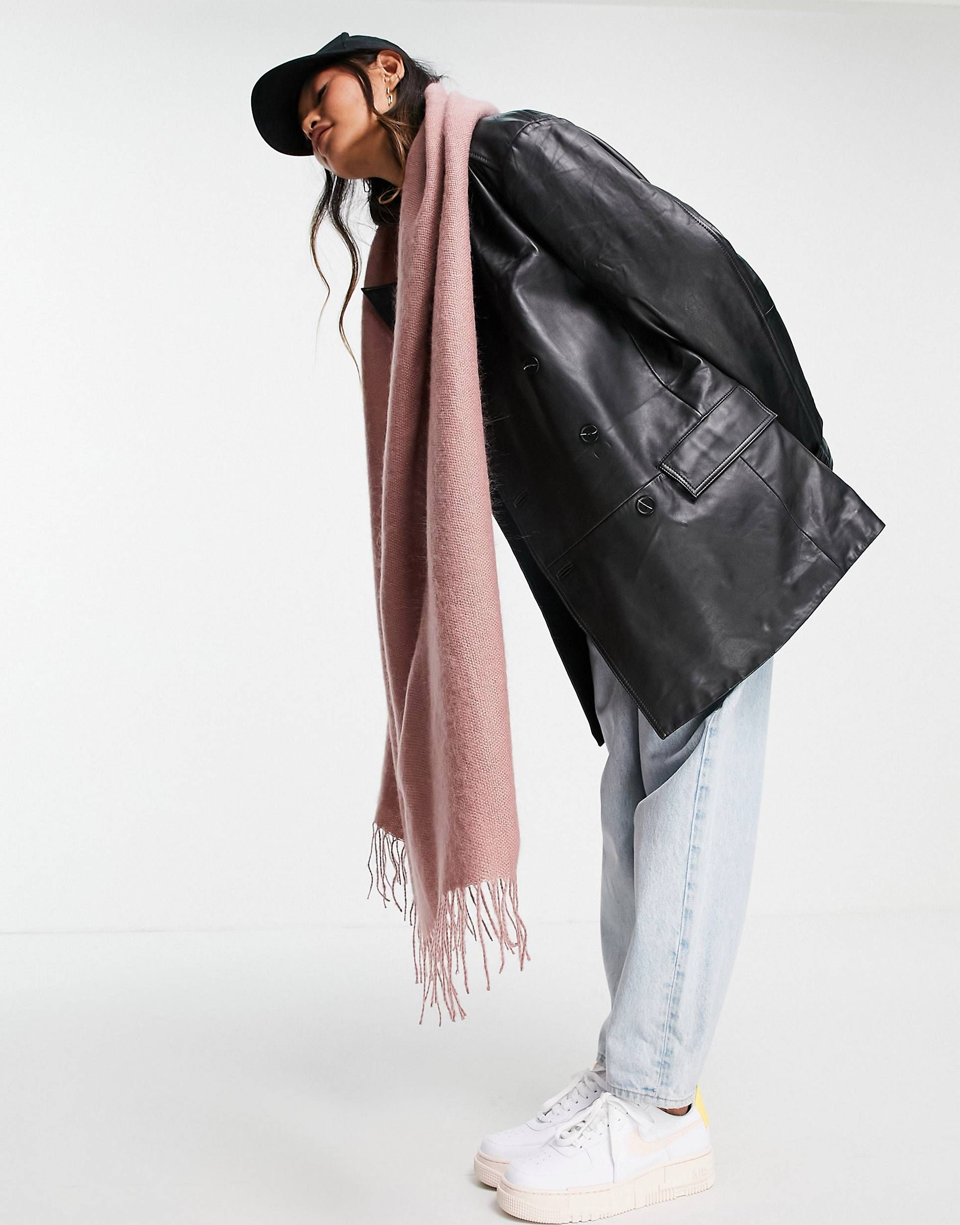 ASOS DESIGN supersoft scarf with tassels in dusty pink | ASOS (Global)