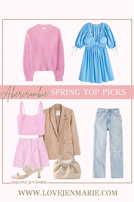 Abercrombie spring picks! Abercrombie sale, 15% off two items. LTK SALE! Tan blazer, pink outfit, pink spring outfit, Easter looks, spring fashion, women’s spring, Abercrombie jeans, sandals, cream handbag 

#LTKunder100 #LTKSale #LTKFind