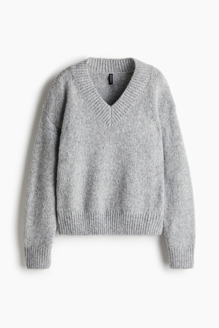 H & M - V-neck jumper - Grey | H&M (UK, MY, IN, SG, PH, TW, HK)
