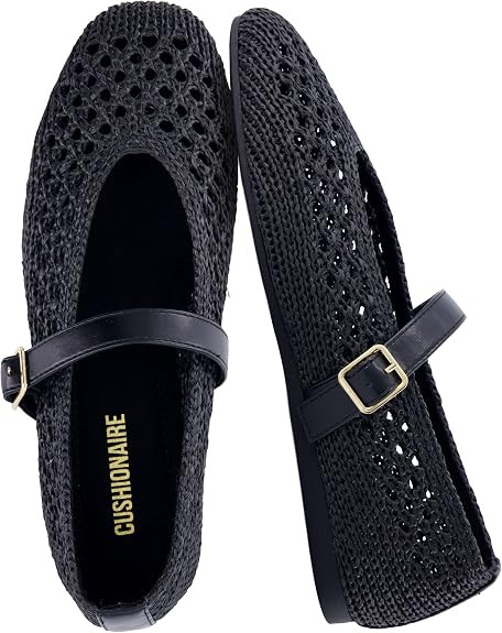 CUSHIONAIRE Graff Mary Jane Shoes for Women, Woven Ballet Flats with Adjustable Buckle Strap, Lig... | Amazon (US)
